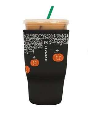JAVASOK Halloween Pumpkin Iced Coffee Sleeve
